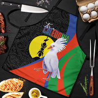 New Caledonia Apron Kagu Bird and The Seal with Melanesian Culture LT03 Black - Polynesian Pride
