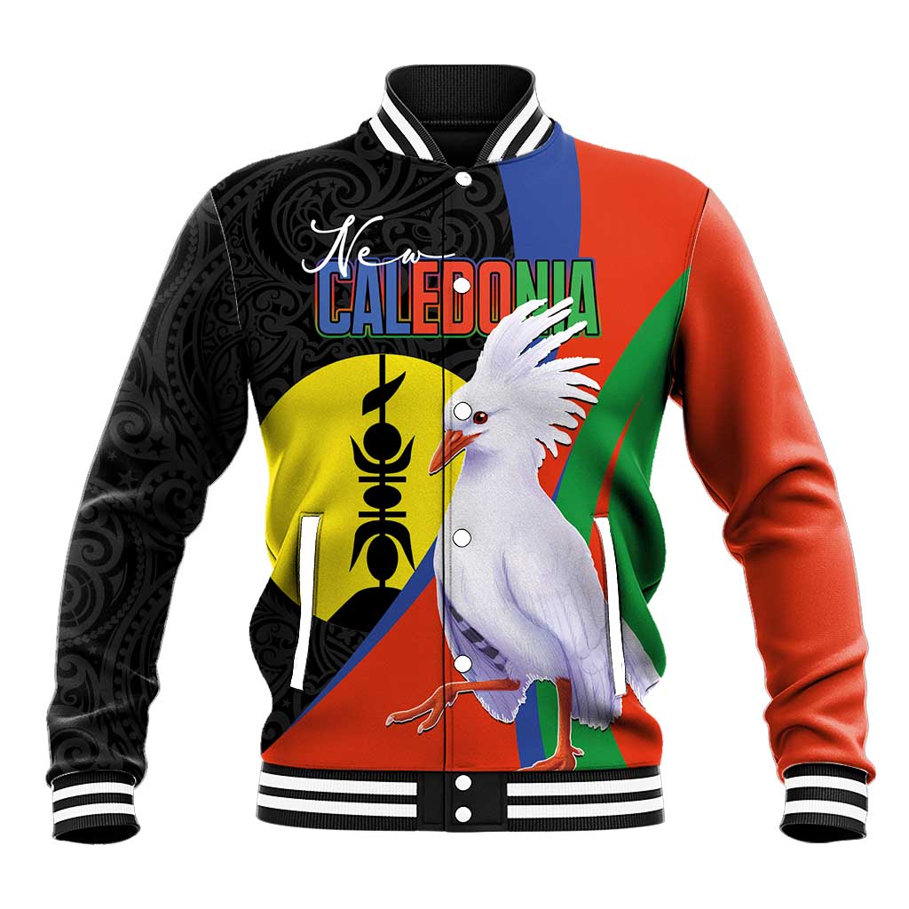 New Caledonia Baseball Jacket Kagu Bird and The Seal with Melanesian Culture LT03 Unisex Black - Polynesian Pride