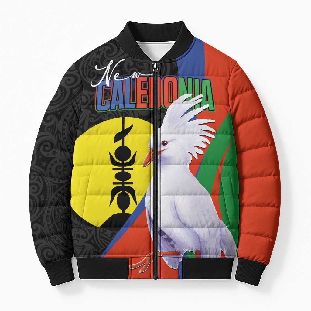 New Caledonia Bomber Puffer Jacket Kagu Bird and The Seal with Melanesian Culture LT03 Unisex Black - Polynesian Pride