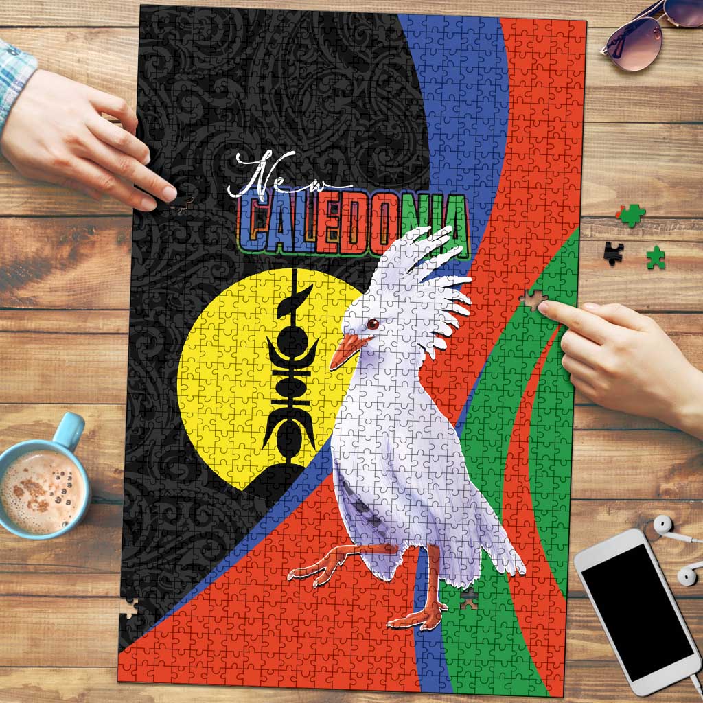 New Caledonia Puzzle Kagu Bird and The Seal with Melanesian Culture LT03 Black - Polynesian Pride