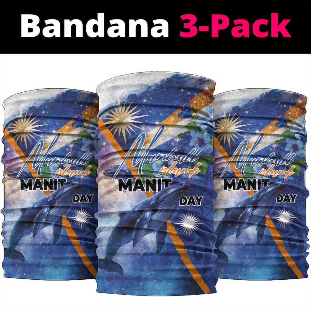 Marshall Islands Manit Day Neck Gaiter Grunge National Flag with Whales and Tribal Tattoos LT03 package One Size: 25*50cm Blue - Polynesian Pride
