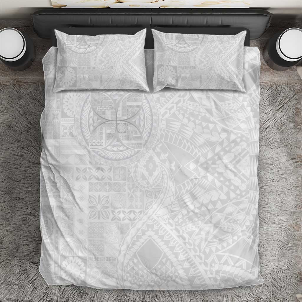 Samoan Culture-Lotu Tamaiti Bedding Set Siapo and Polynesian Art Tattoos LT03 White - Polynesian Pride