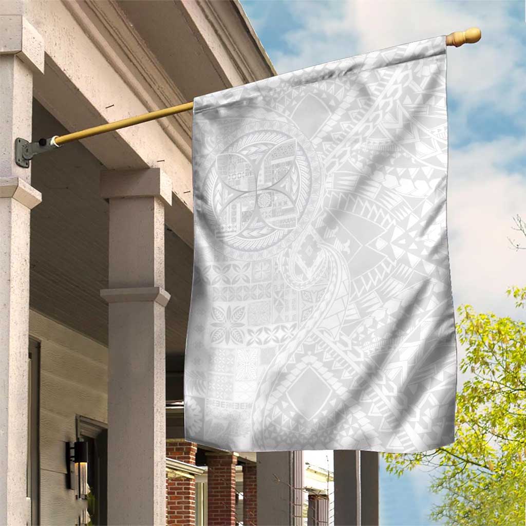 Samoan Culture-Lotu Tamaiti Garden Flag Siapo and Polynesian Art Tattoos LT03 House Flag White - Polynesian Pride