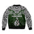 Aotearoa New Zealand Bomber Jacket Silver Fern and Matau with Maori Tribal Green Style LT03 - Polynesian Pride