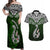 Aotearoa New Zealand Couples Matching Off Shoulder Maxi Dress and Hawaiian Shirt Silver Fern and Matau with Maori Tribal Green Style LT03 Green - Polynesian Pride