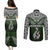 Aotearoa New Zealand Couples Matching Puletasi Dress and Long Sleeve Button Shirts Silver Fern and Matau with Maori Tribal Green Style LT03 - Polynesian Pride