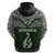 Aotearoa New Zealand Hoodie Silver Fern and Matau with Maori Tribal Green Style LT03 - Polynesian Pride