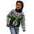 Aotearoa New Zealand Kid Hoodie Silver Fern and Matau with Maori Tribal Green Style LT03 - Polynesian Pride