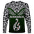 Aotearoa New Zealand Long Sleeve Shirt Silver Fern and Matau with Maori Tribal Green Style LT03 - Polynesian Pride