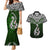 Custom Aotearoa New Zealand Couples Matching Mermaid Dress and Hawaiian Shirt Silver Fern and Matau with Maori Tribal Green Style LT03 Green - Polynesian Pride