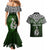 Custom Aotearoa New Zealand Couples Matching Mermaid Dress and Hawaiian Shirt Silver Fern and Matau with Maori Tribal Green Style LT03 - Polynesian Pride