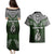 Custom Aotearoa New Zealand Couples Matching Puletasi Dress and Hawaiian Shirt Silver Fern and Matau with Maori Tribal Green Style LT03 - Polynesian Pride