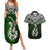 Custom Aotearoa New Zealand Couples Matching Summer Maxi Dress and Hawaiian Shirt Silver Fern and Matau with Maori Tribal Green Style LT03 Green - Polynesian Pride