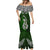 Custom Aotearoa New Zealand Mermaid Dress Silver Fern and Matau with Maori Tribal Green Style LT03 - Polynesian Pride