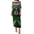 Custom Aotearoa New Zealand Puletasi Silver Fern and Matau with Maori Tribal Green Style LT03 Long Dress Green - Polynesian Pride