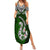 Custom Aotearoa New Zealand Summer Maxi Dress Silver Fern and Matau with Maori Tribal Green Style LT03 Women Green - Polynesian Pride