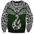 Custom Aotearoa New Zealand Sweatshirt Silver Fern and Matau with Maori Tribal Green Style LT03 Unisex Green - Polynesian Pride