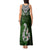 Custom Aotearoa New Zealand Tank Maxi Dress Silver Fern and Matau with Maori Tribal Green Style LT03 - Polynesian Pride