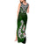 Custom Aotearoa New Zealand Tank Maxi Dress Silver Fern and Matau with Maori Tribal Green Style LT03 - Polynesian Pride