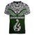 Custom Aotearoa New Zealand Women V Neck T Shirt Silver Fern and Matau with Maori Tribal Green Style LT03 - Polynesian Pride