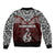 Aotearoa New Zealand Bomber Jacket Silver Fern and Matau with Maori Tribal Red Style LT03 - Polynesian Pride