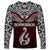 Aotearoa New Zealand Long Sleeve Shirt Silver Fern and Matau with Maori Tribal Red Style LT03 - Polynesian Pride