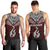 Aotearoa New Zealand Men Tank Top Silver Fern and Matau with Maori Tribal Red Style LT03 - Polynesian Pride