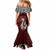 Aotearoa New Zealand Mermaid Dress Silver Fern and Matau with Maori Tribal Red Style LT03 - Polynesian Pride