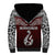 Aotearoa New Zealand Sherpa Hoodie Silver Fern and Matau with Maori Tribal Red Style LT03 - Polynesian Pride