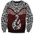 Aotearoa New Zealand Sweatshirt Silver Fern and Matau with Maori Tribal Red Style LT03 Unisex Red - Polynesian Pride