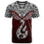 Aotearoa New Zealand T Shirt Silver Fern and Matau with Maori Tribal Red Style LT03 Red - Polynesian Pride