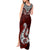 Aotearoa New Zealand Tank Maxi Dress Silver Fern and Matau with Maori Tribal Red Style LT03 - Polynesian Pride