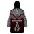 Aotearoa New Zealand Wearable Blanket Hoodie Silver Fern and Matau with Maori Tribal Red Style LT03 - Polynesian Pride