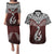 Custom Aotearoa New Zealand Couples Matching Puletasi Dress and Hawaiian Shirt Silver Fern and Matau with Maori Tribal Red Style LT03 Red - Polynesian Pride