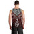 Custom Aotearoa New Zealand Men Tank Top Silver Fern and Matau with Maori Tribal Red Style LT03 - Polynesian Pride