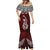 Custom Aotearoa New Zealand Mermaid Dress Silver Fern and Matau with Maori Tribal Red Style LT03 - Polynesian Pride