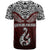 Custom Aotearoa New Zealand T Shirt Silver Fern and Matau with Maori Tribal Red Style LT03 - Polynesian Pride