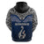 Aotearoa New Zealand Hoodie Silver Fern and Matau with Maori Tribal Blue Style LT03 - Polynesian Pride