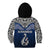 Aotearoa New Zealand Kid Hoodie Silver Fern and Matau with Maori Tribal Blue Style LT03 - Polynesian Pride