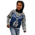 Aotearoa New Zealand Kid Hoodie Silver Fern and Matau with Maori Tribal Blue Style LT03 - Polynesian Pride