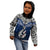 Aotearoa New Zealand Kid Hoodie Silver Fern and Matau with Maori Tribal Blue Style LT03 - Polynesian Pride