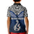 Aotearoa New Zealand Kid Polo Shirt Silver Fern and Matau with Maori Tribal Blue Style LT03 - Polynesian Pride