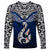 Aotearoa New Zealand Long Sleeve Shirt Silver Fern and Matau with Maori Tribal Blue Style LT03 Unisex Blue - Polynesian Pride