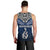 Aotearoa New Zealand Men Tank Top Silver Fern and Matau with Maori Tribal Blue Style LT03 - Polynesian Pride