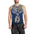 Aotearoa New Zealand Men Tank Top Silver Fern and Matau with Maori Tribal Blue Style LT03 - Polynesian Pride