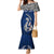 Aotearoa New Zealand Mermaid Dress Silver Fern and Matau with Maori Tribal Blue Style LT03 Women Blue - Polynesian Pride