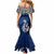 Aotearoa New Zealand Mermaid Dress Silver Fern and Matau with Maori Tribal Blue Style LT03 - Polynesian Pride