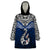 Aotearoa New Zealand Wearable Blanket Hoodie Silver Fern and Matau with Maori Tribal Blue Style LT03 One Size Blue - Polynesian Pride