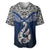 Custom Aotearoa New Zealand Baseball Jersey Silver Fern and Matau with Maori Tribal Blue Style LT03 Blue - Polynesian Pride