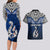 Custom Aotearoa New Zealand Couples Matching Long Sleeve Bodycon Dress and Hawaiian Shirt Silver Fern and Matau with Maori Tribal Blue Style LT03 - Polynesian Pride